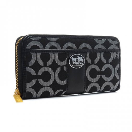 Coach Legacy In Signature Large Black Wallets BVR Coach Legacy In Signature Large Black Wallets BVR